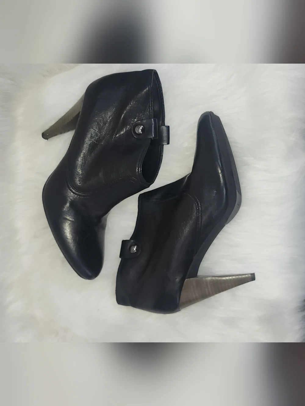 Coach Aliza black leather high heel ankle booties, Size 10 Pull On New W/out Box - Picture 2 of 9